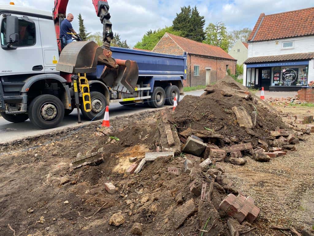 This is a photo of a dig out being carried out for the installation of a new tarmac driveway. Works being carried out by Norwich Driveway Contractors