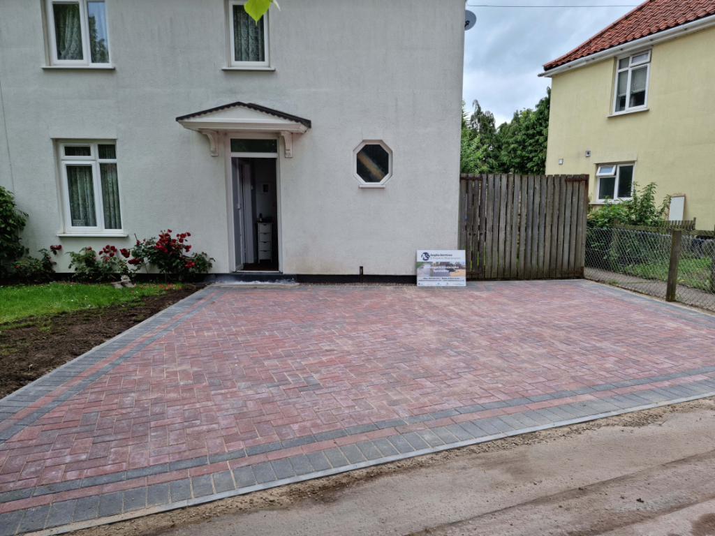 This is a newly installed block paved drive installed by Norwich Driveway Contractors