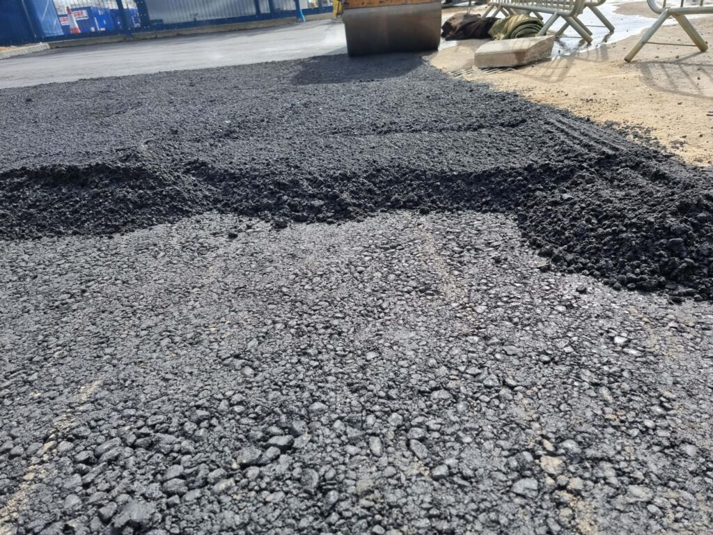 This is tarmac being laid by Norwich Driveway Contractors